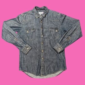 Zara Men Denim Button Down Shirt Size M